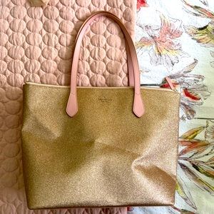 Kate Spade tote rose glitter gold